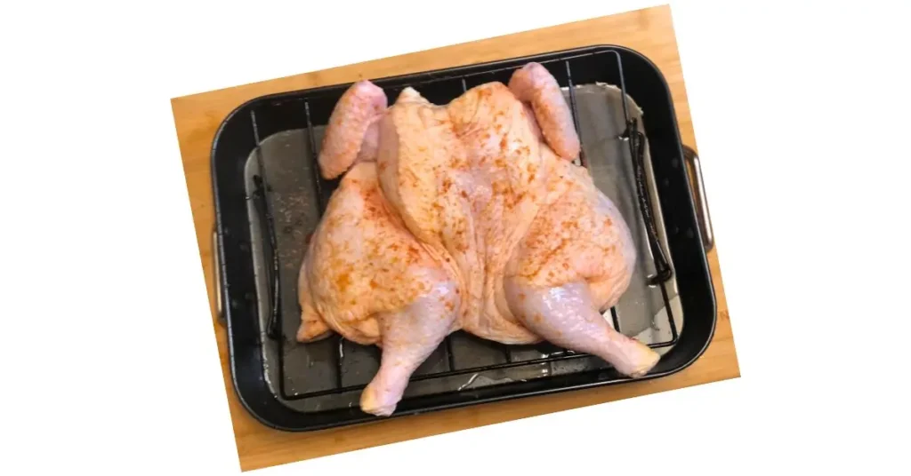 chicken spatchcocked on roaster pan