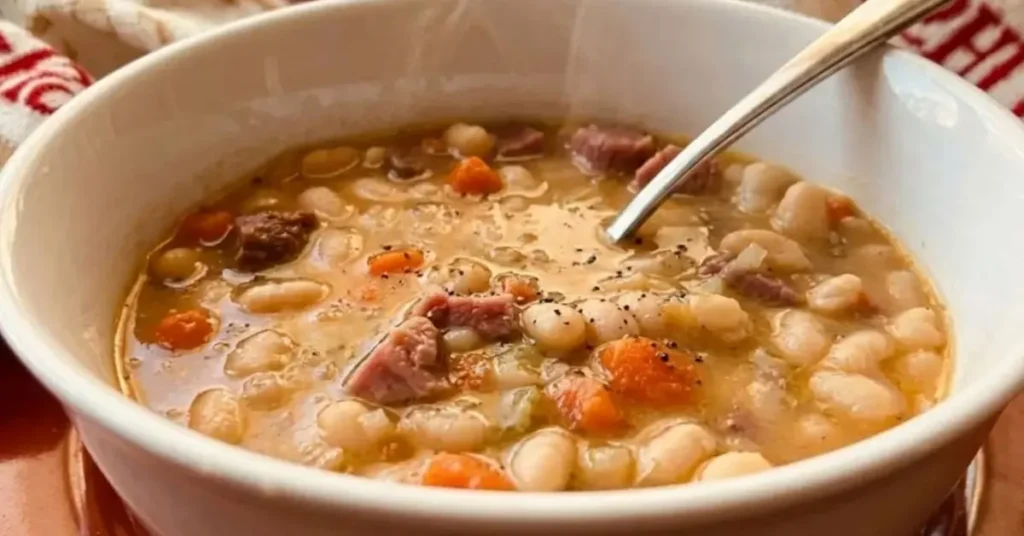 Creamy Classic Homemade Navy Bean and Ham Soup