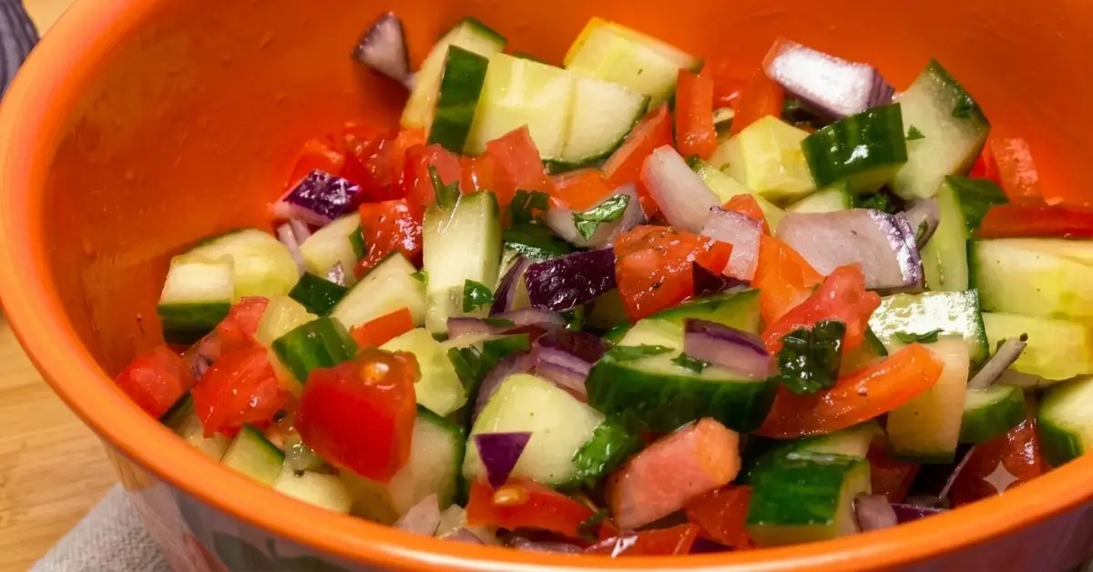 Fresh Israeli Salad in a bowl