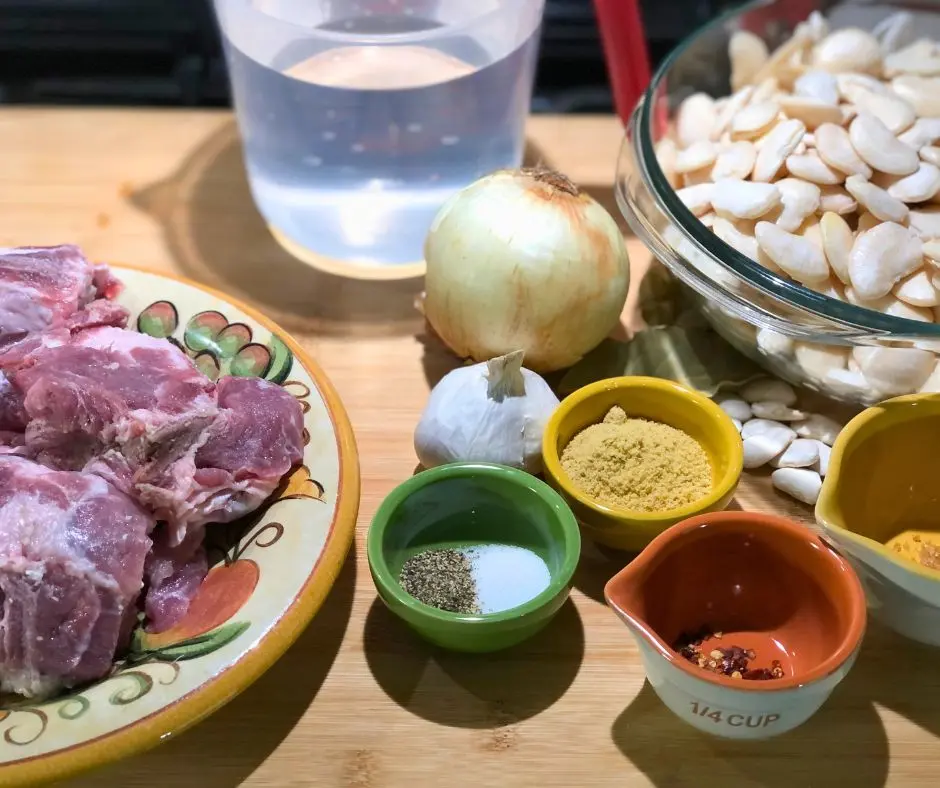 Ingredients for Southern butter beans and neck bones