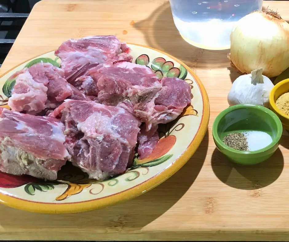Raw pork neck bones for Southern butter beans