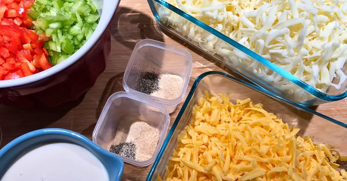 Shredded American, mozzarella, and provolone cheeses with seasonings for Steak-umm Philly cheesesteak dip
